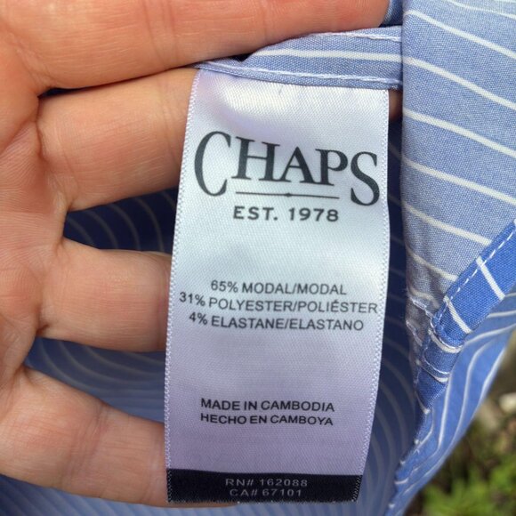 tailored blue and white pinstriped button down made by Chaps ralph lauren - Picture 3 of 3